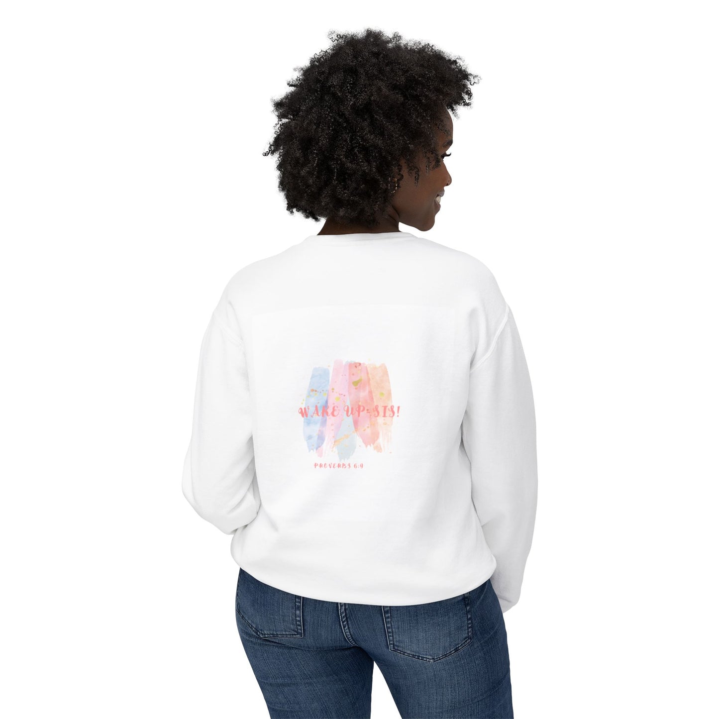 Wake-Up Sis! Watercolor Crewneck Sweatshirt, Trendy Everyday Wear, Gift for Friends, Cozy Fall Must-Have, Inspirational Attire